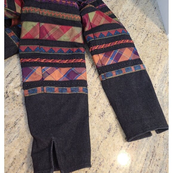Coldwater Creek Size 12 Petite Denim Blazer Geometric Southwestern Sequin - Picture 10 of 13
